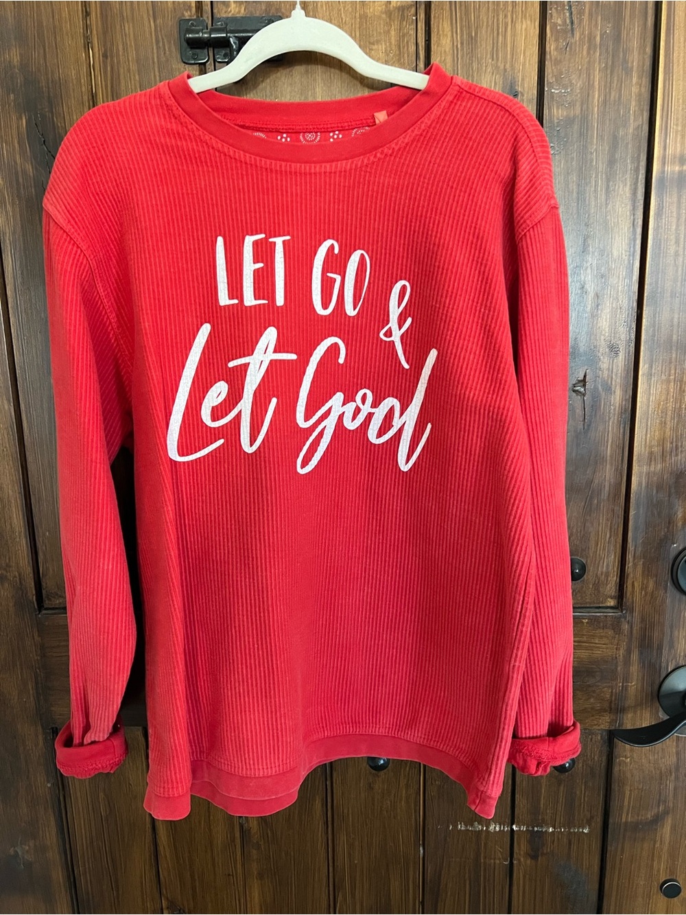 Let Go & Let God Red Kids Long-Sleeve Top - Picture 2 of 4